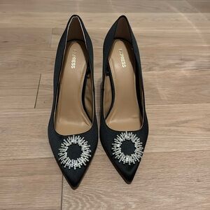 NWOT Express heels with rhinestone detail